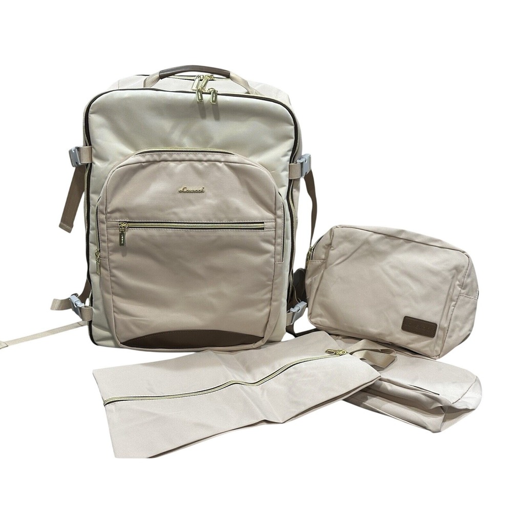 LOVEVOOK Large Travel Backpack TSA Carryon Backpack Pink Cream Gold 4 Piece NWOT